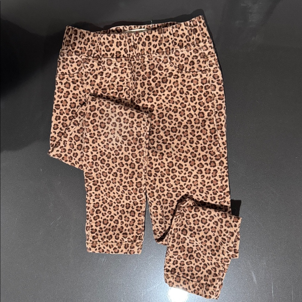 Mini Boden Brown leopard Print corduroy pants size 5